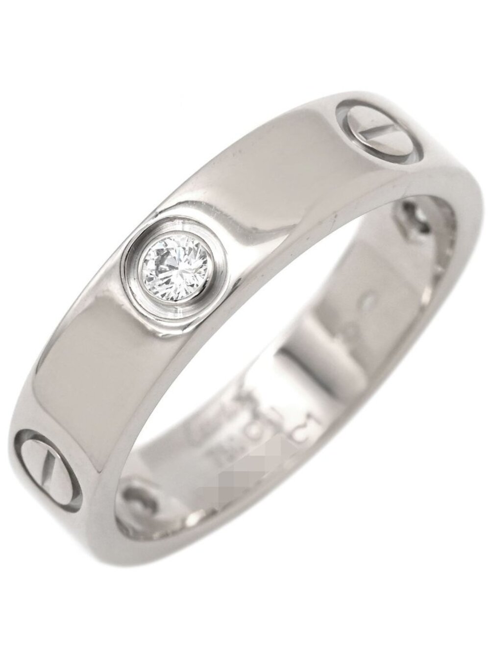 Cartier Ring Love Half Diamond White Gold 61 Classic Model